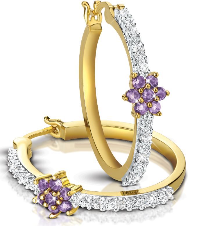 Floressa - Diamant und Amethyst Creolen